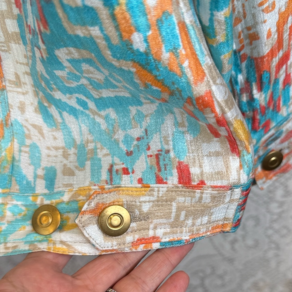 Ruby Rd. Multicolorβ Ikat Print Jacket β Size 12 - Picture 3 of 5